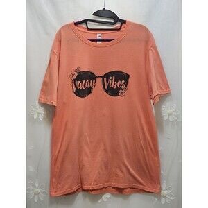 Fruit Of The Loom Womens Large Peach Shirt Vacay Vibes Tropical Paradise Resort